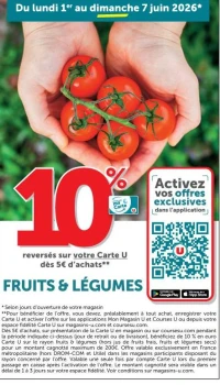 Fruits & Légumes - 10% reversés sur votre Carte U
