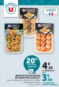 Brochettes de queues de crevettes cuites U