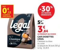 CAFE DOSETTES LEGAL Classique ou doux ou corsé