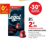 CAFE CAPSULES LEGAL Intense ou lungo ou espresso intense