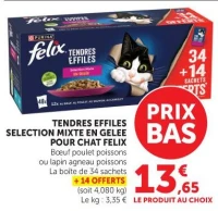 Tendres Effilés sélection mixte en gelée pour chat Felix