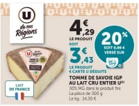 TOMME DE SAVOIE IGP AU LAIT CRU ENTIER U