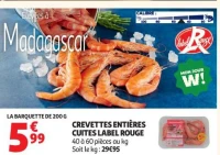 Crevettes entières cuites Label Rouge