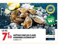 Huîtres fines de claire Marennes Oléron IGP