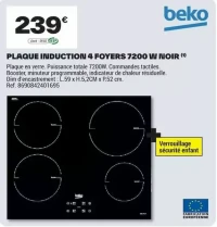 PLAQUE INDUCTION 4 FOYERS 7200 W NOIR