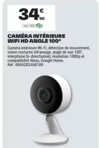 CAMÉRA INTÉRIEURE WIFI HD ANGLE 100°