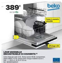 LAVE VAISSELLE ENCASTRABLE 13 COUVERTS