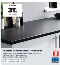 PLAN DE TRAVAIL STRATIFIE 180CM