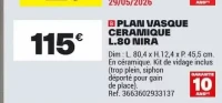 PLAN VASQUE CERAMIQUE L.80 NIRA