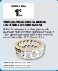 Scotch Masquage basic beige unitaire 36mmx25m