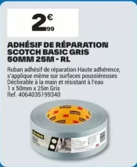 Scotch Adhésif de réparation Scotch Basic gris 50mm 25m - rl