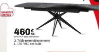 Table extensible en verre L. 180 / 240 cm Bulle