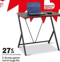 Bureau gamer noir et rouge Nix