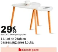 Lot de 2 tables basses gigognes Louka