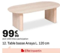 Table basse Anaya L. 120 cm