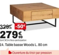 Table basse Woods L. 80 cm