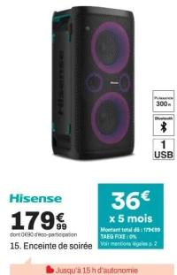 Hisense 15. Enceinte de soirée