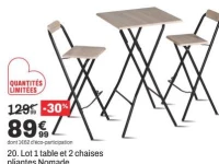 20. Lot 1 table et 2 chaises pliantes Nomade