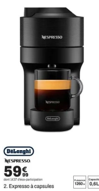 DeLonghi NESPRESSO Expresso à capsules Vertuo Pop