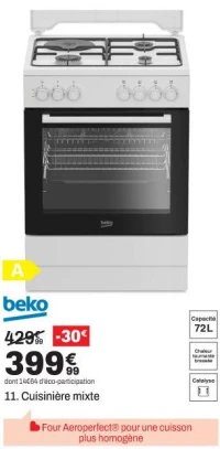 BEKO Cuisinière mixte FBE63131WCS
