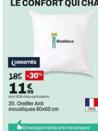 Dreaméa 20. Oreiller Anti moustiques 60x60 cm
