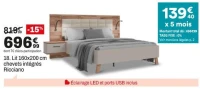 Lit 160x200 cm chevets intégrés Ricciano
