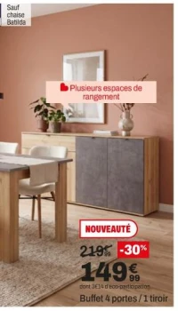 Buffet 4 portes / 1 tiroir Unik