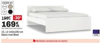 Lit 140x190 cm blanc mat Best