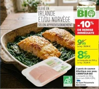 2 pavés de saumon Atlantique avec peau CARREFOUR BIO