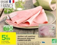 Jambon cuit supérieur découenné dégraissé CARREFOUR BIO