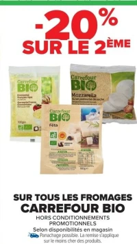 Sur tous les fromages CARREFOUR BIO