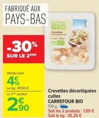 Crevettes décortiquées cuites CARREFOUR BIO