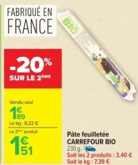 Pâte feuilletée CARREFOUR BIO