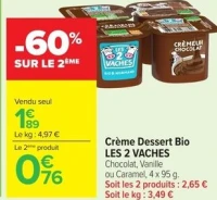 Crème Dessert Bio LES 2 VACHES