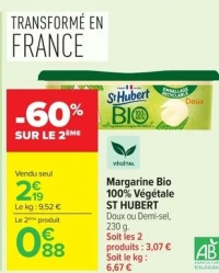Margarine Bio 100% Végétale ST HUBERT