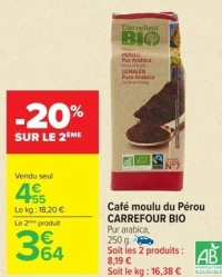 Café moulu du Pérou CARREFOUR BIO
