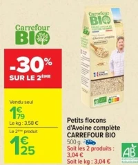 Petits flocons d'Avoine complète CARREFOUR BIO