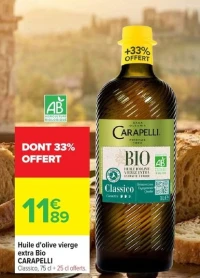 Huile d'olive vierge extra Bio CARAPELLI Classico