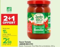 Sauce Tomate JARDIN BIO ETIC Basilic, Provençale, Pizza Pâtes Riz ou Arrabbiata