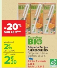 Briquette Pur jus CARREFOUR BIO