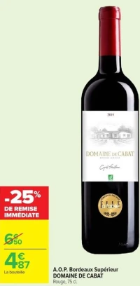 A.O.P. Bordeaux Supérieur DOMAINE DE CABAT Rouge
