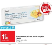 Bâtonnets de poisson panés surgelés SIMPL