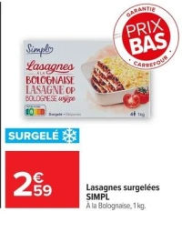 Lasagnes surgelées SIMPL