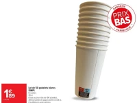 Lot de 50 gobelets blancs SIMPL