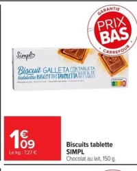 Biscuits tablette SIMPL Chocolat au lait