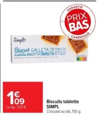 Biscuits tablette SIMPL
