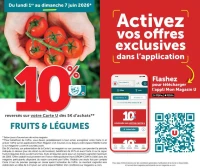 10% reversés sur votre Carte U dès 5€ d'achats Fruits & Légumes