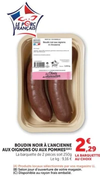 Boudin noir à l'ancienne aux oignons ou aux pommes Le Choix du Charcutier