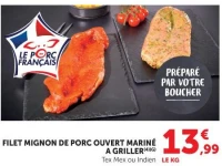 Filet mignon de porc ouvert mariné à griller