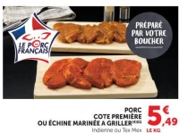 Porc côte première ou échine marinée à griller